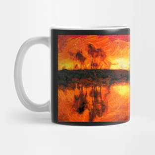 Red sunset on the coast Van Gogh Monet Cézanne Mug